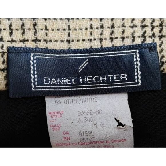 Daniel Hechter Long Skirt Size 10 Dark Academia Vintage Black Beige Plaid - Picture 3 of 6